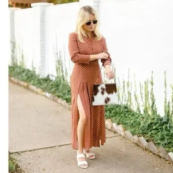 Topshop Rust Dress with Polka Dots - Picture 2 of 9